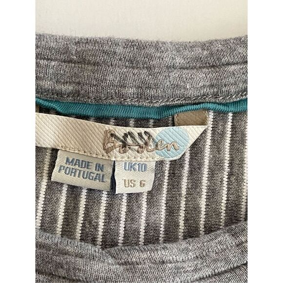 Boden Women's Heathered Gray Ribbed Textured Crew Neck Short Sleeve Top Size 6 - Picture 3 of 5